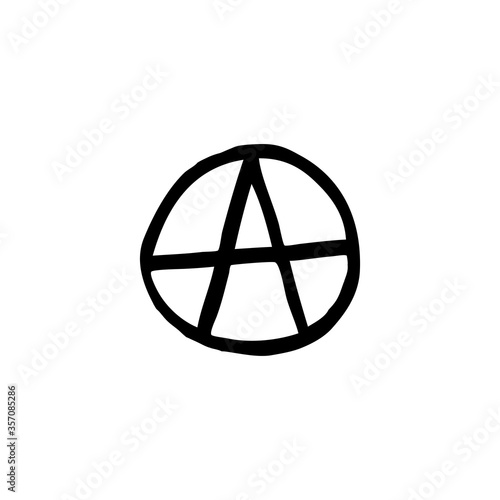 anarchy sign doodle icon, vector illustration