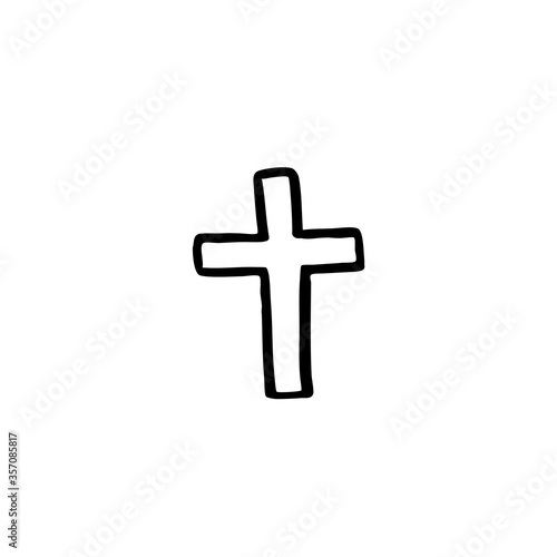 christian cross doodle icon, vector illustration