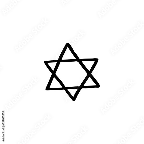 star of David doodle icon, vector illustration