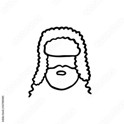 bearded man in ear-flap doodle icon, vector illustration