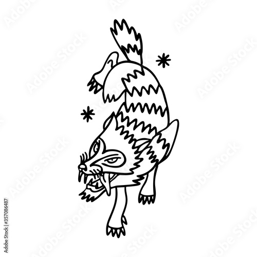 wolf traditional tattoo flash, vector illustration photo