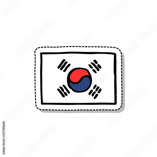 Flag of South Korea doodle icon, vector illustration