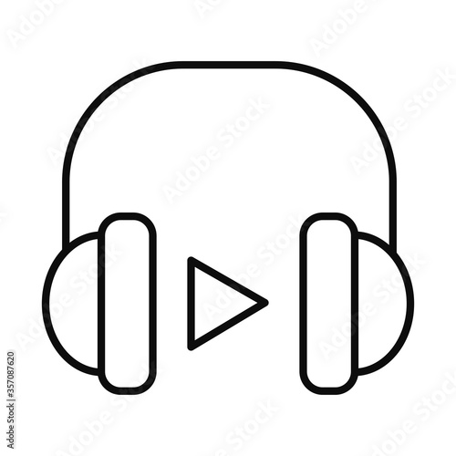 headphones and play symbol icon, line style
