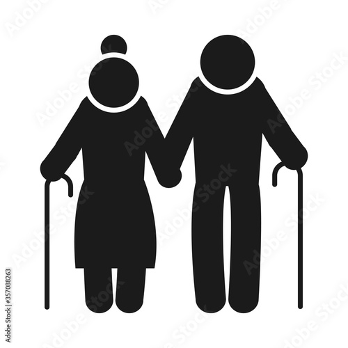 pictogram elderly couple icon, silhouette style