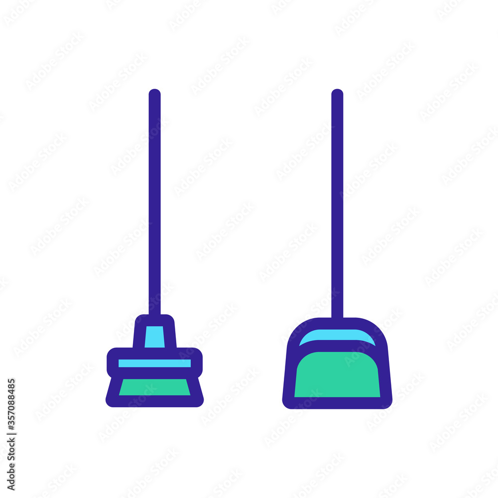 dustpan and broom icon vector. dustpan and broom sign. isolated color symbol illustration dustpan and broom icon vector. dustpan and broom sign. isolated color symbol illustration