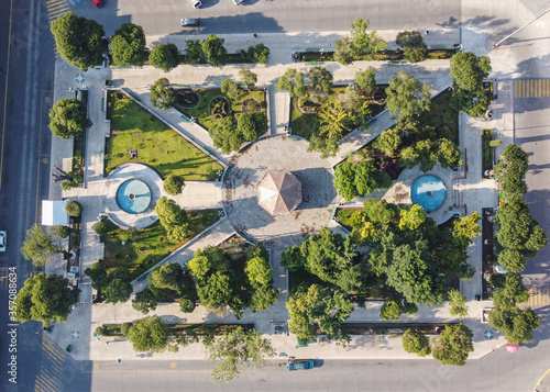 Vista aerea del parque Juarez en Huamantla, Tlaxcala México