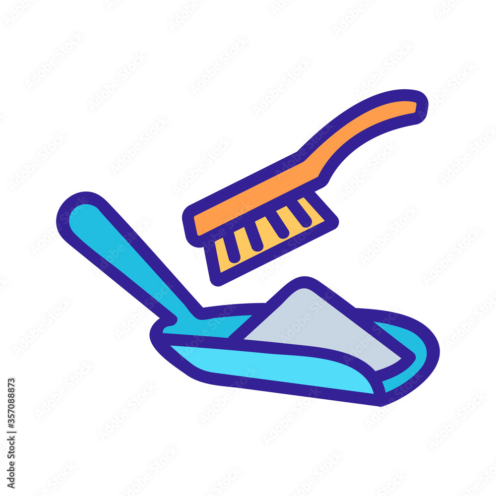 brush and rubbish in dustpan icon vector. brush and rubbish in dustpan sign. isolated color symbol illustration
