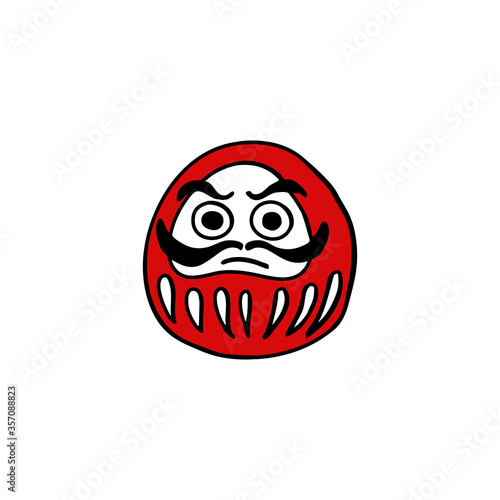 daruma doodle icon. Japanese traditional doll, vector illustration