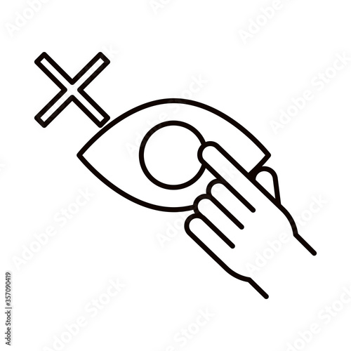 covid 19 coronavirus prevention, avoid touching your eyes, spread outbreak pandemic line style icon