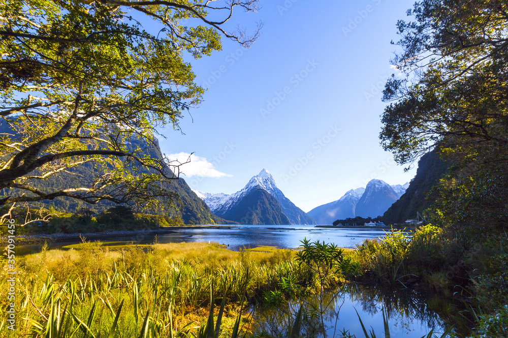 Panoramic View at Milford Sound, South Island, New Zealand; Morning Time Scenery