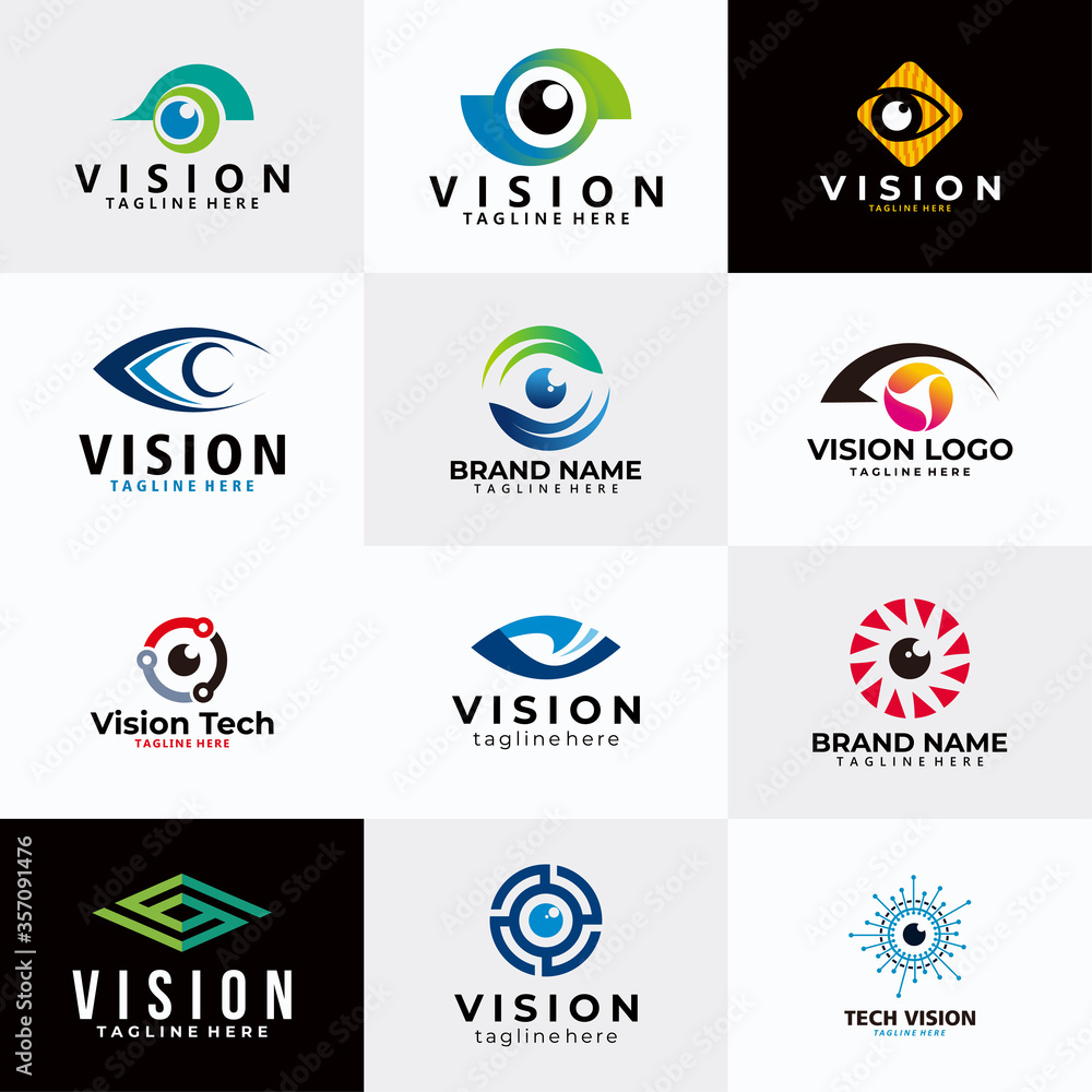 set of eyes or vision logo icon vector isolated set of eyes or vision logo icon vector isolated