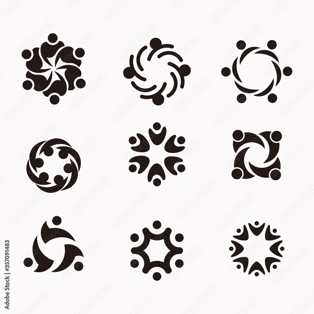 set of community company logo icon vector isolated