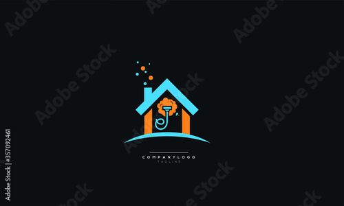 An abstract house cleaning logo design vector