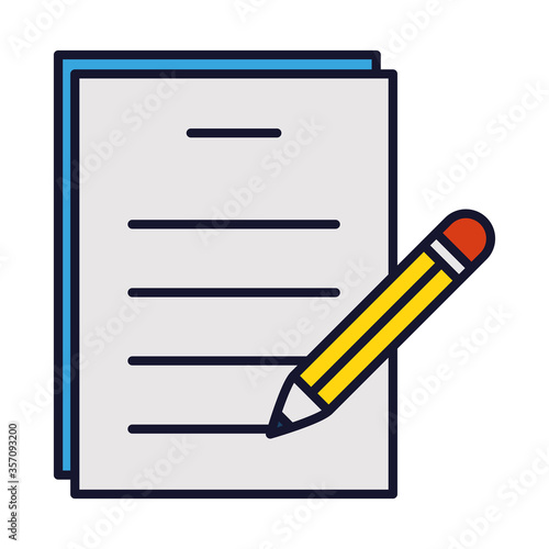 document page and pencil icon, line and fill style