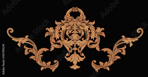 Baroque Rococo style wallpaper design, European background pattern, suitable for textile, clothing and bottom design