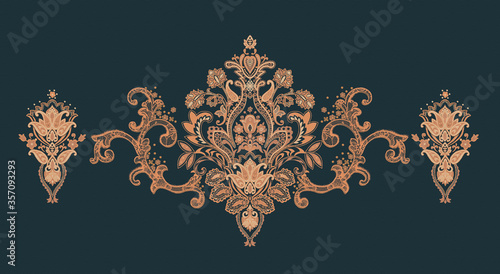 Baroque Rococo style wallpaper design, European background pattern, suitable for textile, clothing and bottom design