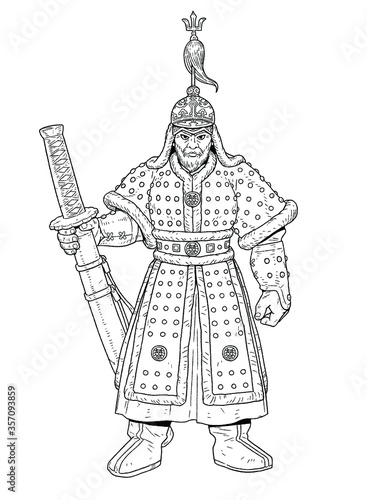  Vector illustration of admiral Yi Sun-shin. He was a Korean naval commander famed for his victories against the Japanese navy during the Imjin war in the Joseon Dynasty.