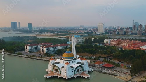 Malacca Straits Mosque (Masjid Selat Melaka), Malacca, Malaysia (aerial photography) photo