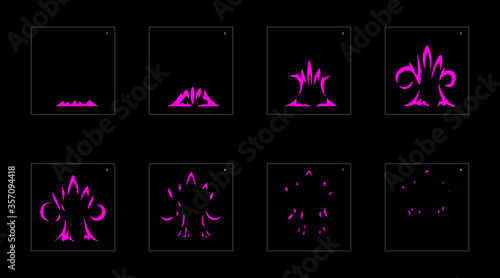 Poison explosion effect. Explosion Animation effect. Animation Sprite sheet for games, cartoon or animation. vector style animation effect 1156.
