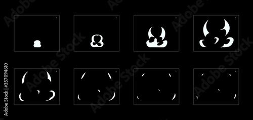 Explosion Smoke effect. Explosion Animation effect. Animation Sprite sheet for games, cartoon or animation. vector style animation effect 1175.