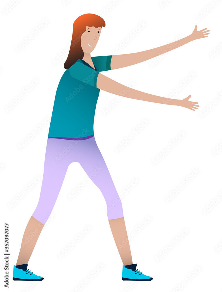 young girl in sportswear pulls her arms to hug her best friend. International Friendship Day, lively human communication. Isolated vector on white background young girl in sportswear pulls her arms to hug her best friend. International Friendship Day, lively human communication. Isolated vector on white background