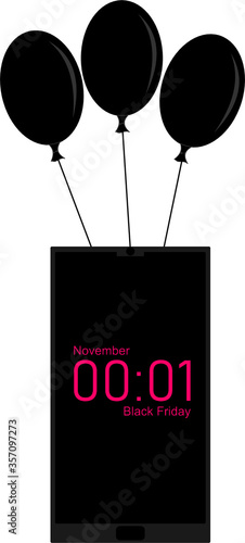 Balões Black Friday Celular com hora e data