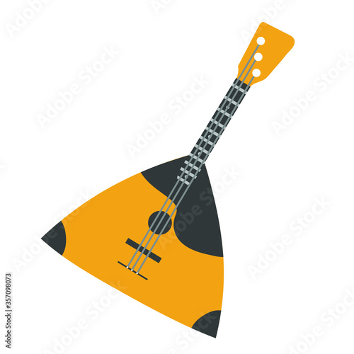 Balalaika, Russian national stringed instrument made of wood. Flat vector illustration.