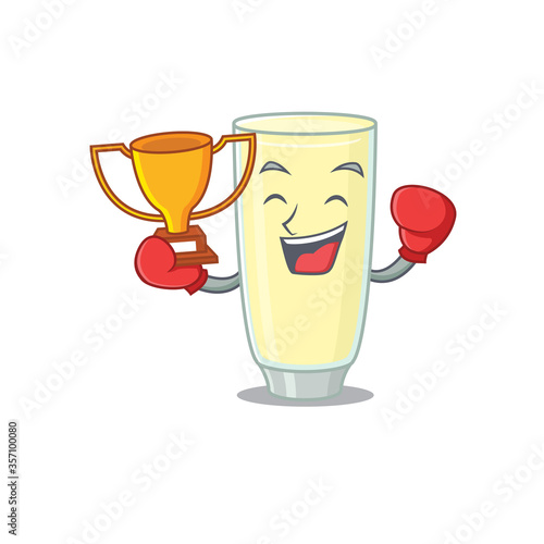 An elegant boxing winner of screaming orgasm cocktail caricature design concept