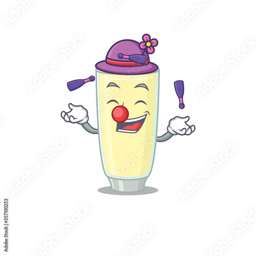A screaming orgasm cocktail cartoon design style succeed playing juggling