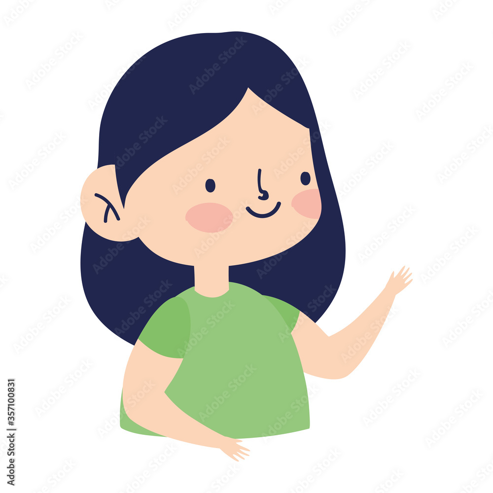 portrait little girl cartoon character isolated icon design white background portrait little girl cartoon character isolated icon design white background