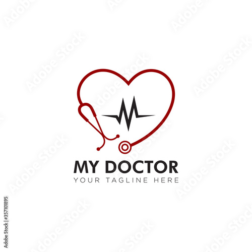 my doctor logo, creative  stethoscope , heart beat vector