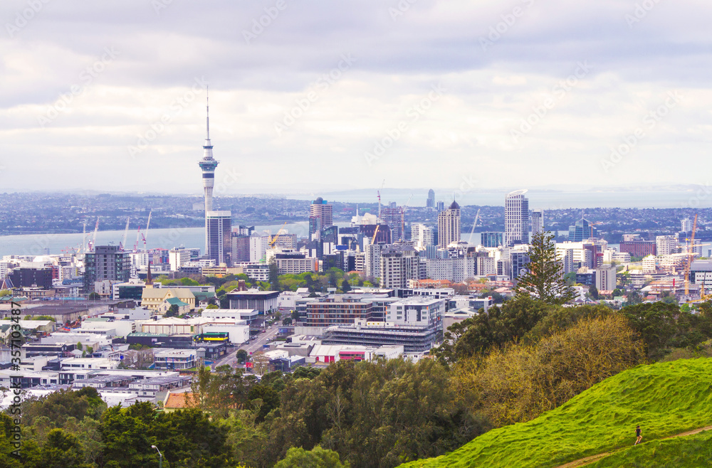 Landscape View to Auckland New Zealand from Mt Eden; Mount Eden Auckland New Zealand; Evening Time before Dark Night