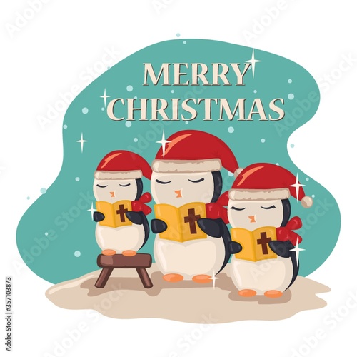 penguins with hymn book