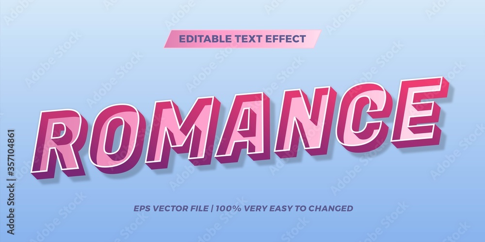Fototapeta premium Text effect in 3d gradient pastel color Romance words text effect theme editable retro concept