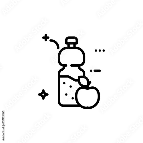 Health and workout, water bottle and apple icon on a white background