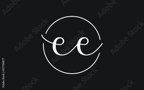 ee or e Cursive Letter Initial Logo Design, Vector Template