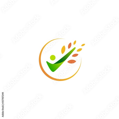 people check leaf logo vector icon illustration