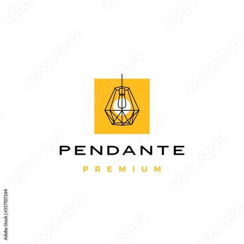 industrial pendant hanging light interior logo vector icon illustration