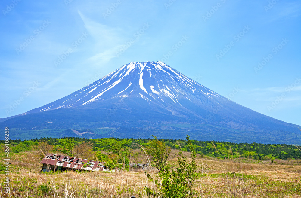 A view of Mt. Fuji from the Asagiri Highland region of Japan.