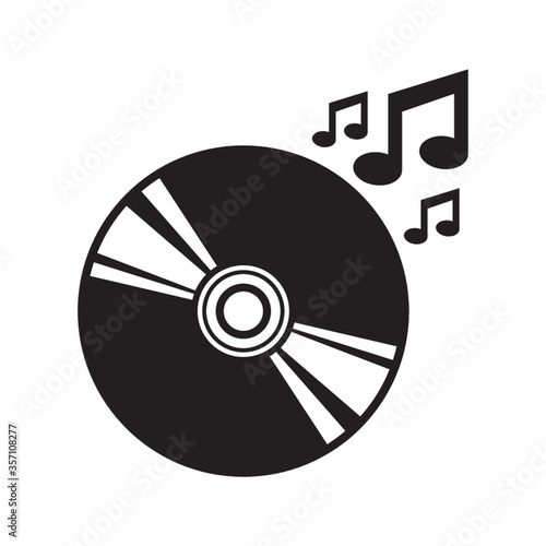 vinyl record with musical notes