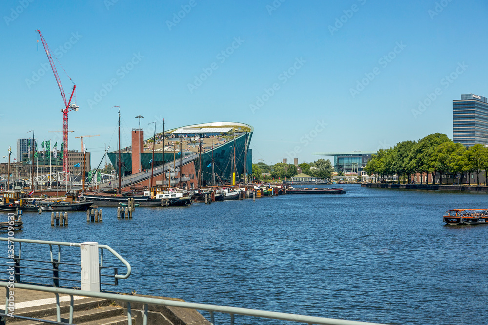 View of the NEMO Museum building in Amsterdam