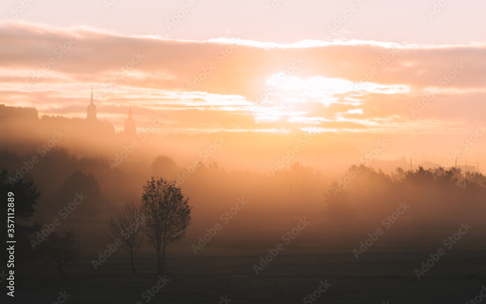 Fototapeta premium sunrise in the fog