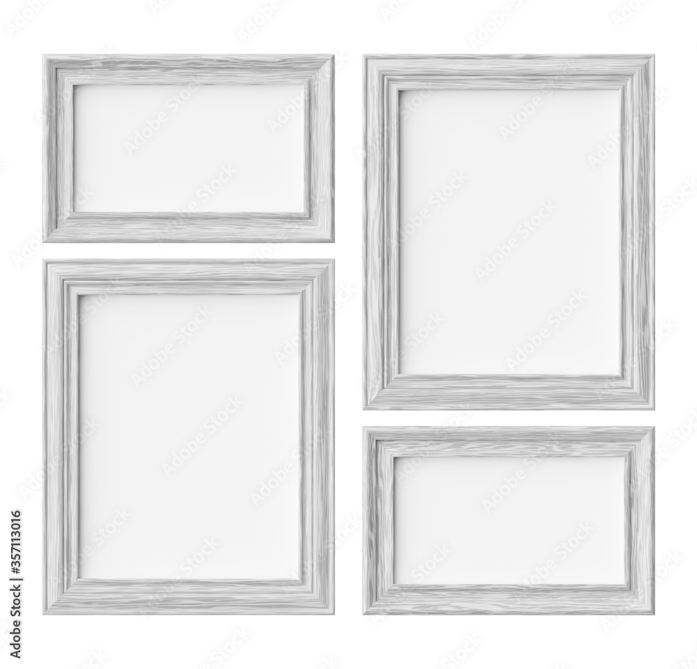 White wood frames for picture or photo isolated on white with sh White wood frames for picture or photo isolated on white with sh
