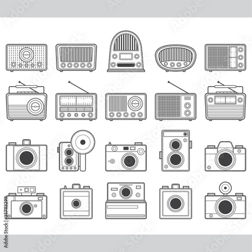 retro cameras and radios
