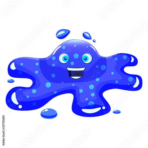 Slime jelli monster character, liquid blue creature