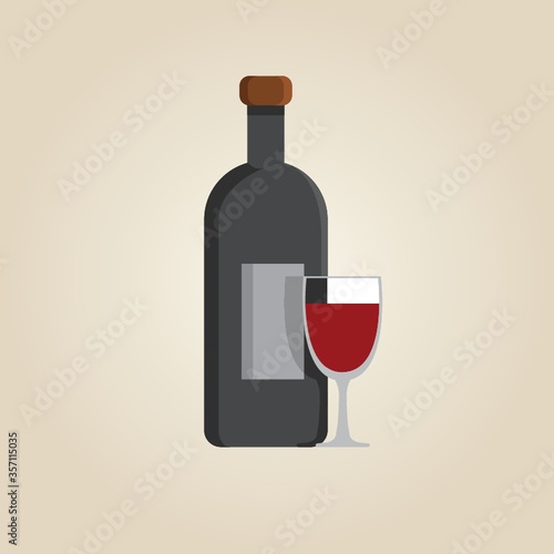 wine bottle with glass
