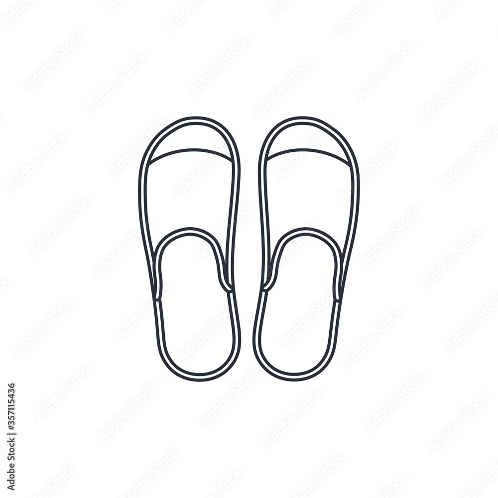 Slippers. Vector linear icon isolated on white background. Slippers. Vector linear icon isolated on white background.