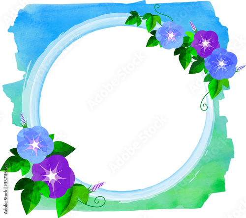 あさがお-水彩-絵の具-Frame