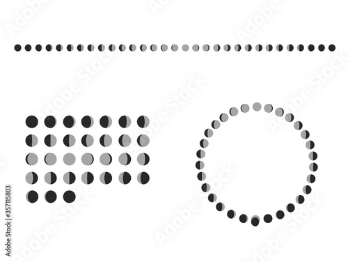 Moon phase vector scheme. Circle cycle calendar. lunar calendar line. Black space. illustration graphic.