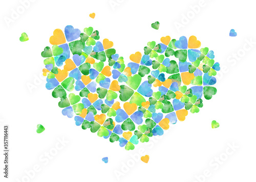 水彩ハート_ハート形